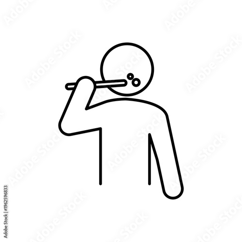 歯をみがいている人の線画アイコン