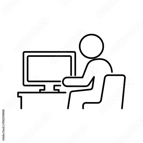 テレビを見ている人の線画アイコン