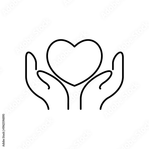 ハートを持つ手の線画アイコン