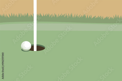Golf Ball Near Hole on Green with copy space, golf precision concept