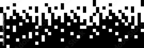 Pixel dissolved black disperse mosaic background. Y2k pixel disintegration. Explosion fade. Disappear transform rectangle texture, flat vector