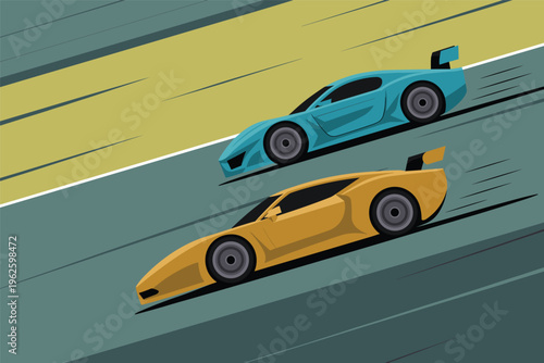 High-Speed Car Race, racing competition concept