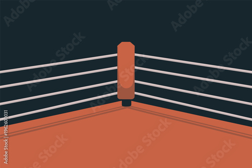 Minimalist Boxing Ring Corner Illustration with copy space, boxing sport concept