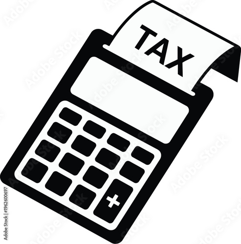 Calculator with tax receipt icon for financial accounting vector illustration