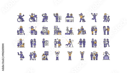 Diverse people with disabilities in daily life and work