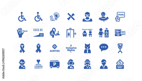 Accessibility icons for inclusive communication and disability awareness
