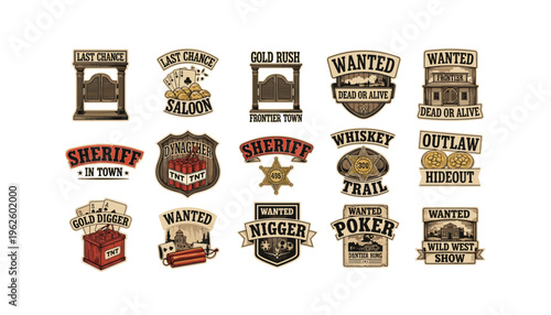 Vintage western badges and signs for design projects