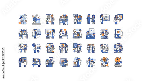 Scientists working in modern medical laboratory settings