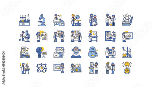 Scientists working in modern laboratory settings