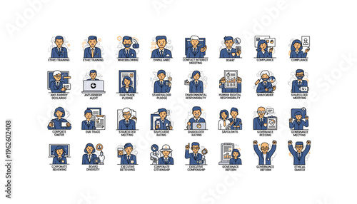 Business professionals engaging in corporate governance and compliance activities