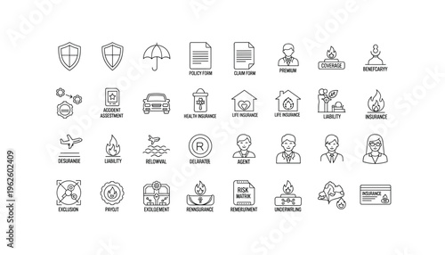 Insurance concepts and symbols for business and financial planning