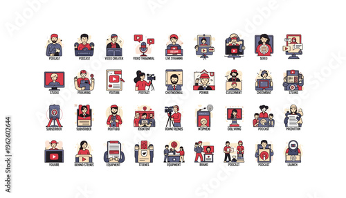 Modern digital content creation illustrations collection