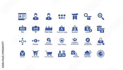 E-commerce icons for business and online shopping solutions