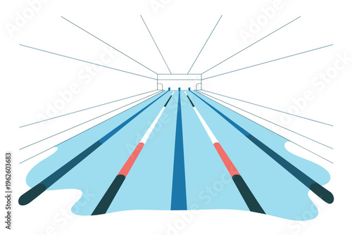 Empty Swimming Pool with Lanes Illustration, pool facility concept