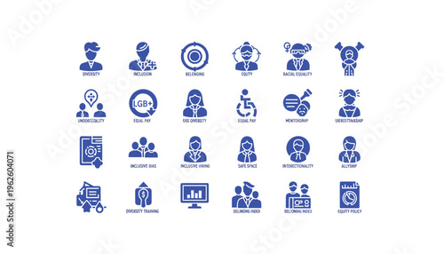 Diversity and inclusion icons for business equality
