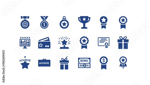 Reward and achievement icons for motivation and success