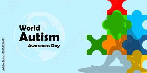 World Autism Awareness Day banner. April 2. colorful puzzles vector background. Healthcare concept. Vector illustration