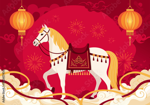 Vibrant yellow oriole perched on a tree branch with green fruit vector illustration