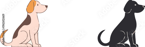 dog profile trio outline color and silhouette graphic vector