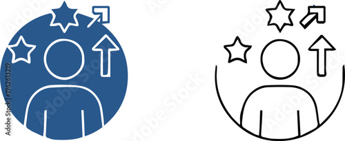 logo human figure with star and arrow circular emblem variations