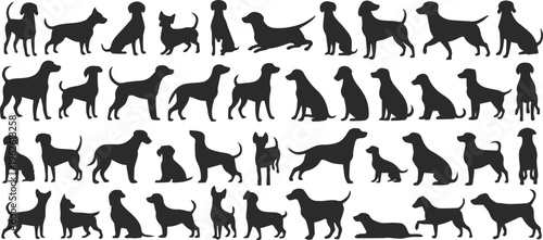 dog profile icons set multiple poses for design