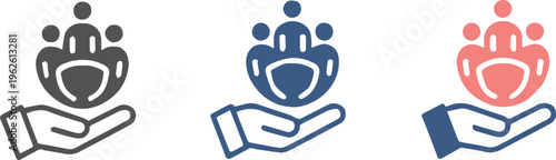 support hand holding globe community care icon variations