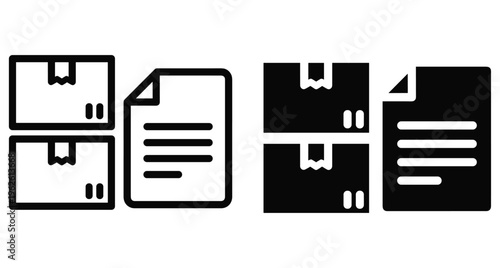 Logistics delivery package and document icons set for shipping invoice manifest order tracking warehouse storage distribution service business management