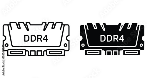 DDR4 RAM memory module icons for computer hardware upgrade pc components digital storage technology electronic parts data processing speed performance