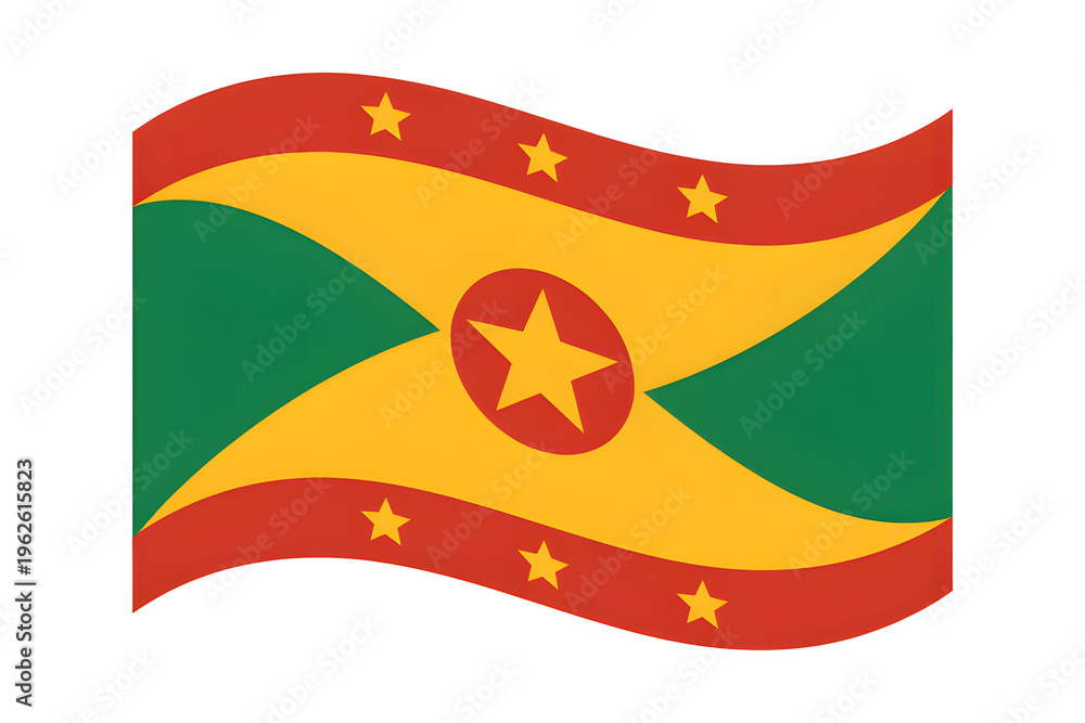 Fototapeta premium Grenada flag gently waving, embodying national pride and Caribbean spirit for travel posters and patriotic designs