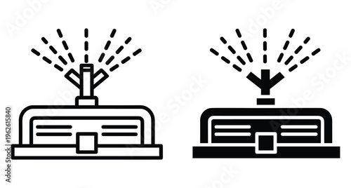 Lawn sprinkler icon set for garden irrigation system maintenance landscaping water spray equipment tool for grass care and agricultural use