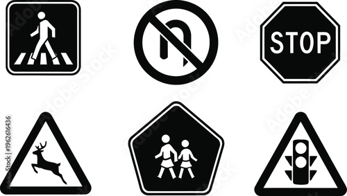 Road traffic warning and regulatory signs