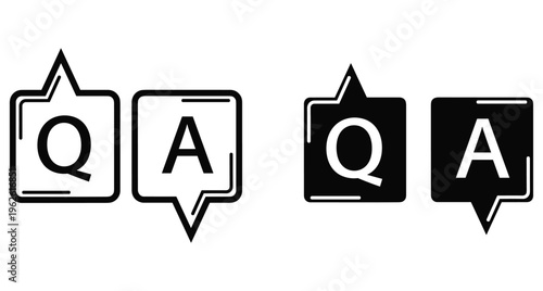 question and answer icons set with speech bubbles for faq support help desk communication information and online chat assistance