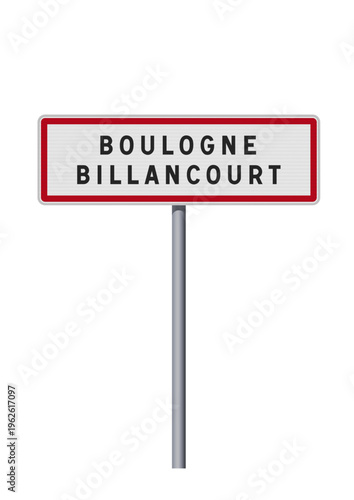 Panneau d'entrée de la ville de Boulogne Billancourt (Hauts-de-Seine) en vectoriel