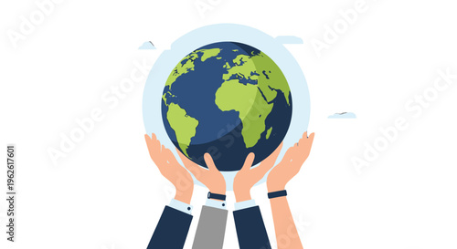 Hands cradling the planet earth.