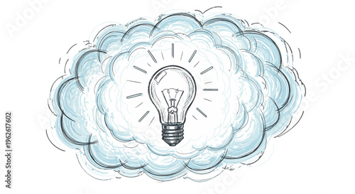 A lightbulb in a cloud represents creativity.