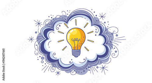 Creative idea light bulb in cloud.
