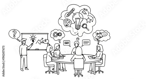 Business people brainstorming ideas in meeting.