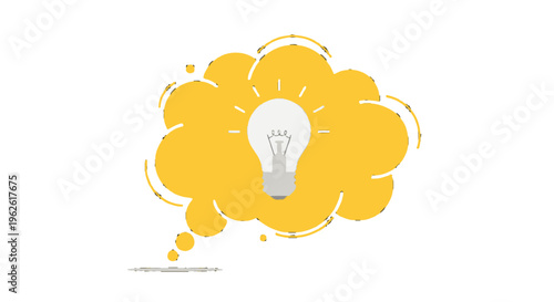 Creative idea lightbulb in thought bubble.