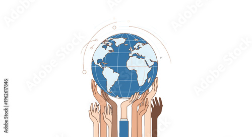 Diverse hands holding the Earth globe.
