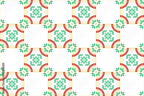 Pattern With Mexican Talavera Tiles. Background With Geometric Ornaments. Art From Mexico.