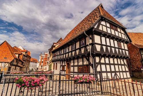 Schilderij op canvas Old half timbered houses in the old town of Quedlinburg, Saxony-Anhalt state, Ge