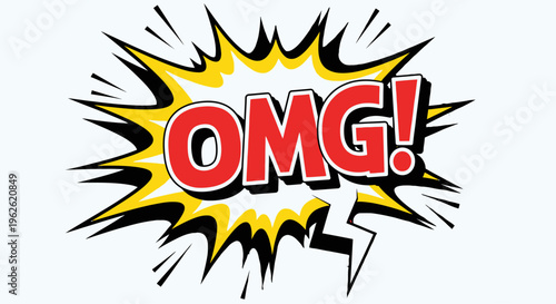 OMG Comic Book Style Speech Bubble Expressing Surprise and Excitement.