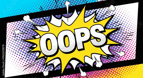 Oops Comic Book Style Speech Bubble with Explosion Effect.