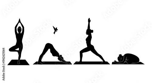 Yoga Poses Silhouette Collection