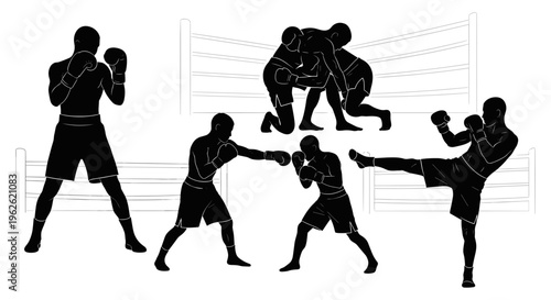 Martial Arts Silhouettes In Ring