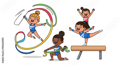 Children Gymnastics Ribbon Balance Beam