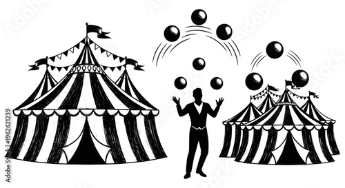 Circus Juggler and Tents