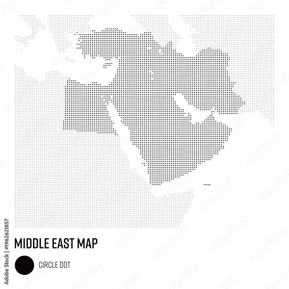 Fototapeta premium Coarse-grained World Map: Middle East Region, Grouped by Country