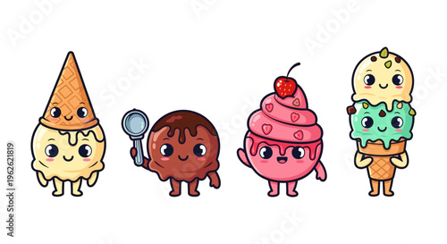 Cute Ice Cream Characters