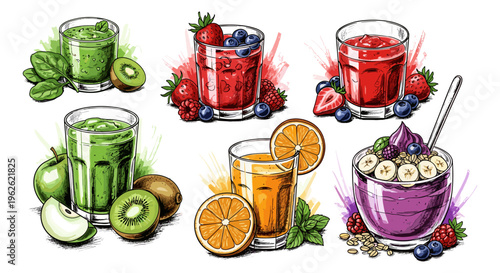 Healthy Fruit Drinks Assortment